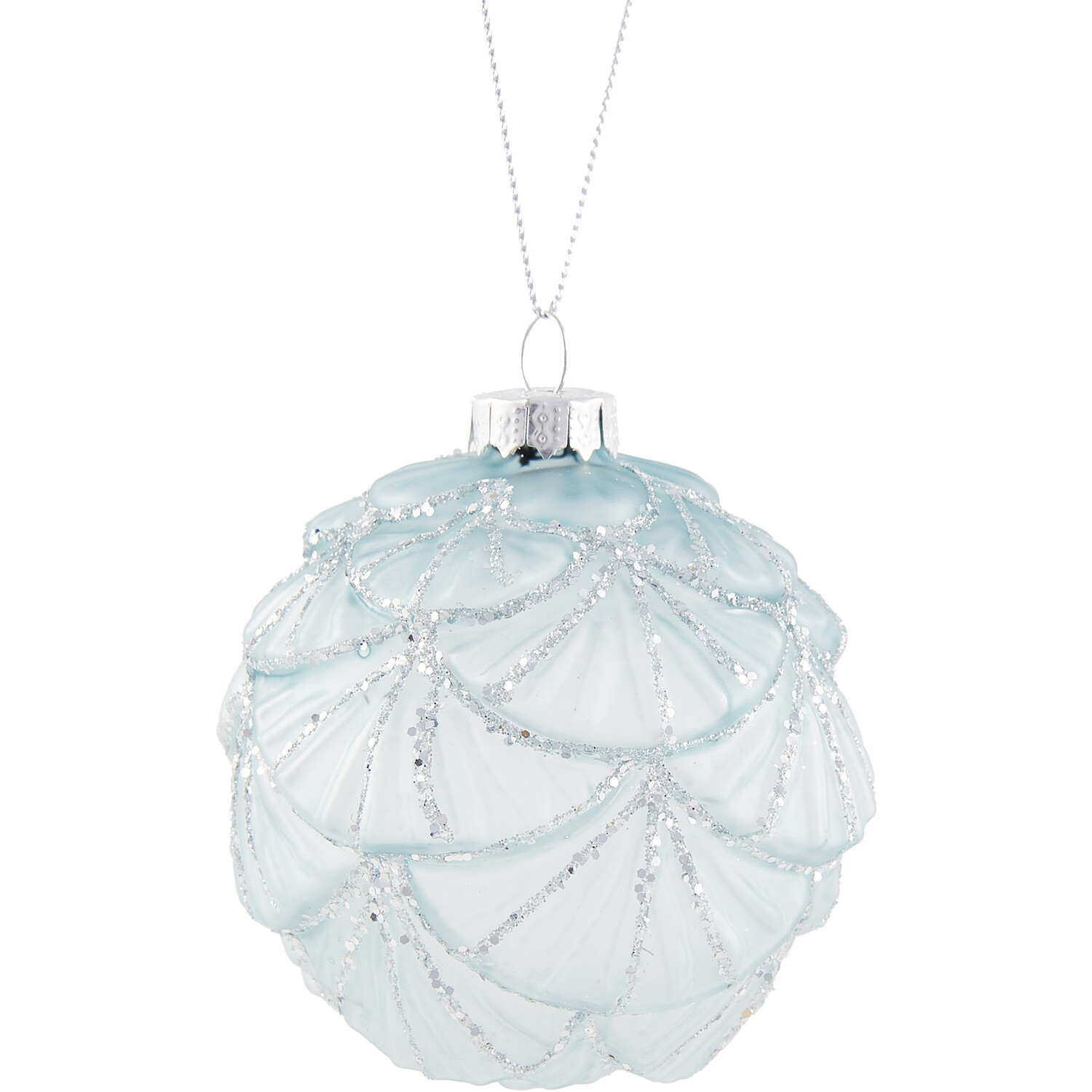 Opaque Glitter Bauble Blue - Blue Image 1