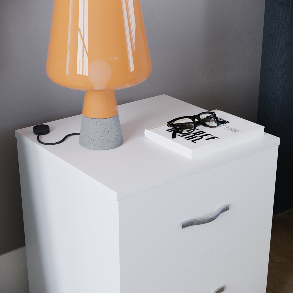 Vida Designs Riano 2 Drawer White Bedside Table Image 3