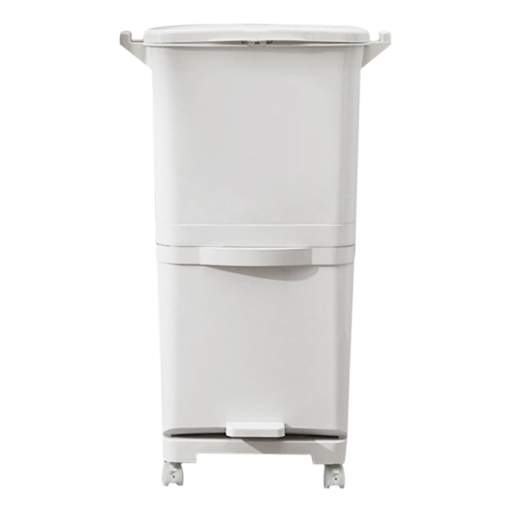 Living And Home White 2 Compartment Plastic Pedal Recycling Waste Bin 38L Image 3