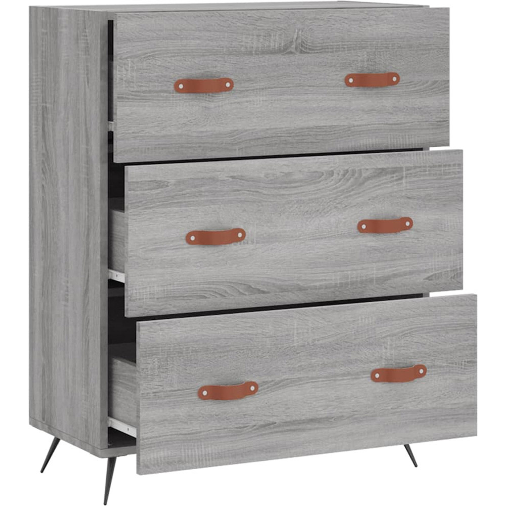 vidaXL 3 Drawer Grey Sonoma Wooden Chest of Drawers Image 5