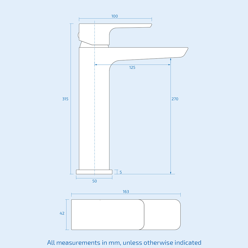 Nes Home Astra Chrome Basin Sink Mixer Modern Tall Tap with Waste Image 3