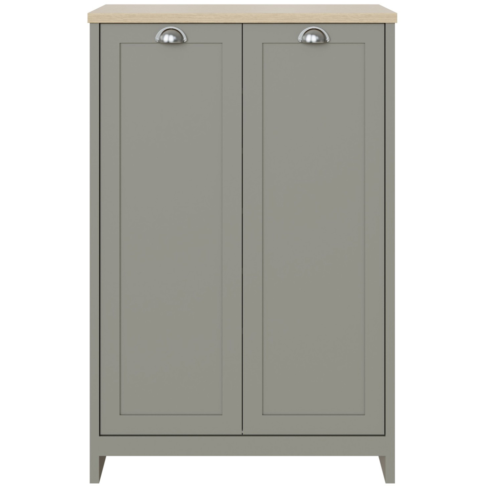 GFW Lancaster 2 Door Grey and Oak Tall Shoe Cabinet Image 3