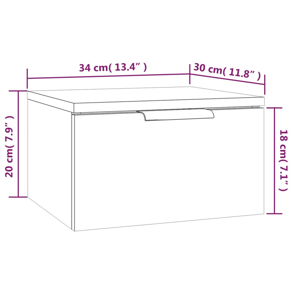vidaXL Single Drawer White Wall Mounted Bedside Cabinet Image 9