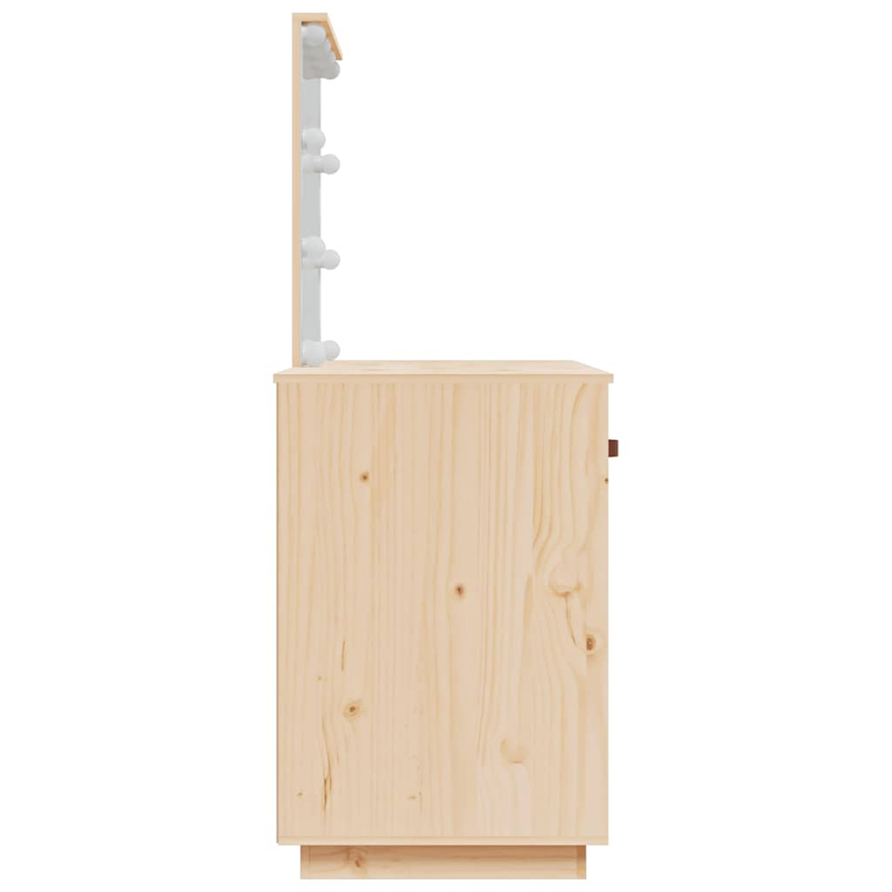 vidaXL Single Door Single Drawer Solid Wood Pine Dressing Table with LED Lights Image 6