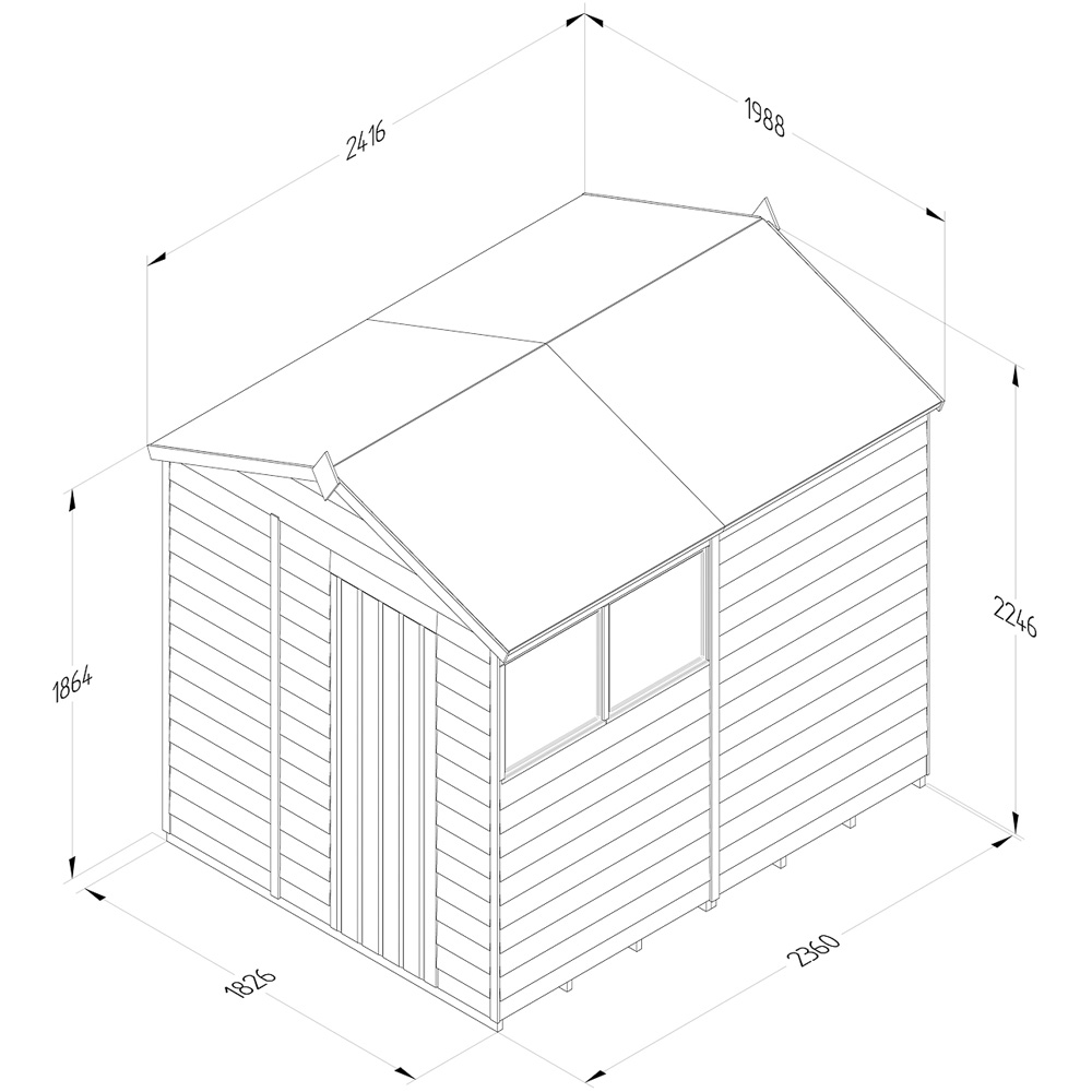 Forest Garden 4LIFE 6 x 8ft Single Door 2 Windows Apex Shed Image 9