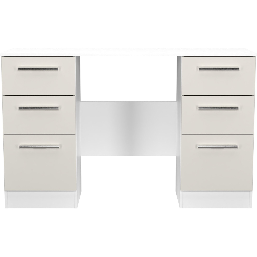 Crowndale Contrast 6 Drawer Grey Matt and White Kneehole Desk Ready Assembled Image 2