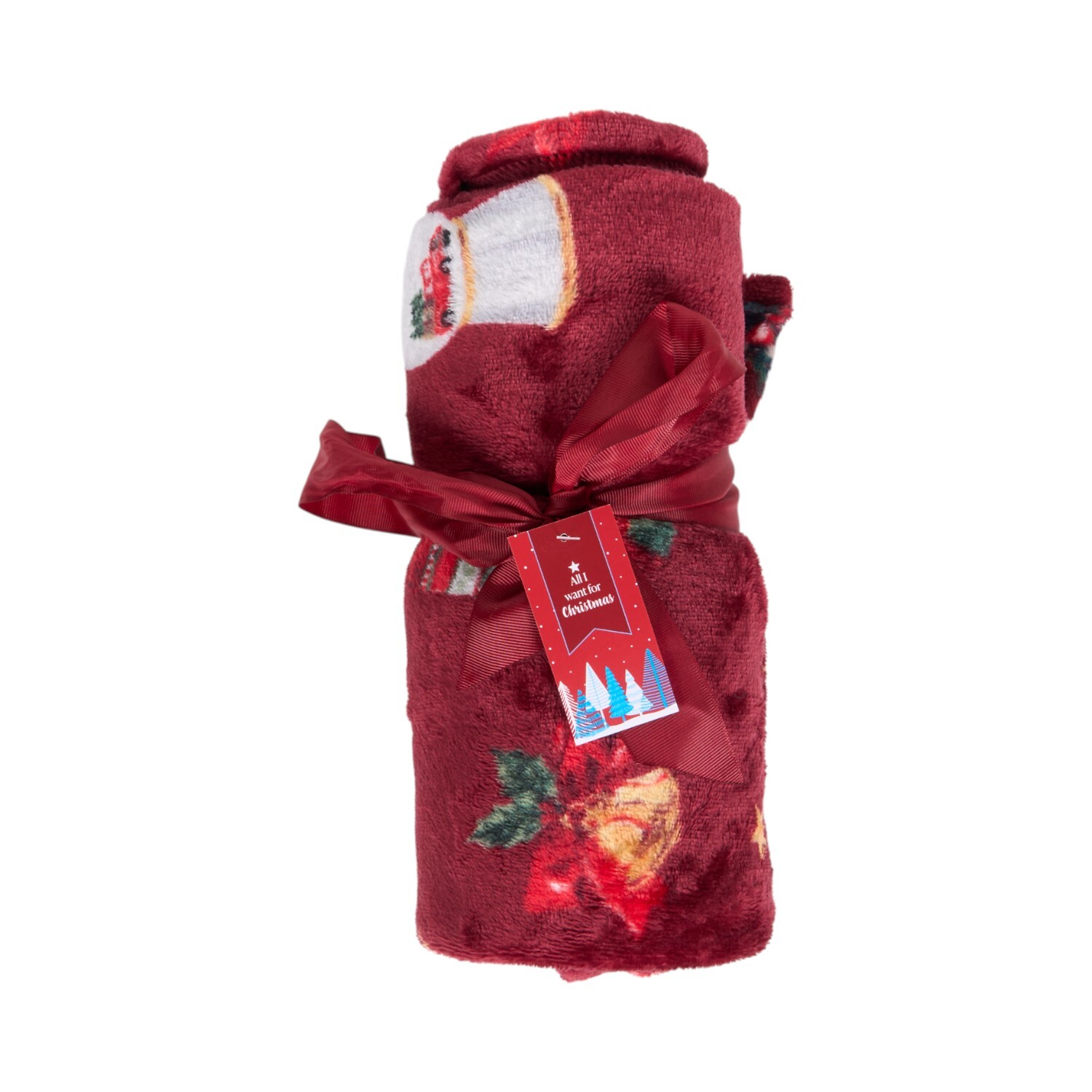 Festive Santa Fleece Throw Red Image 2