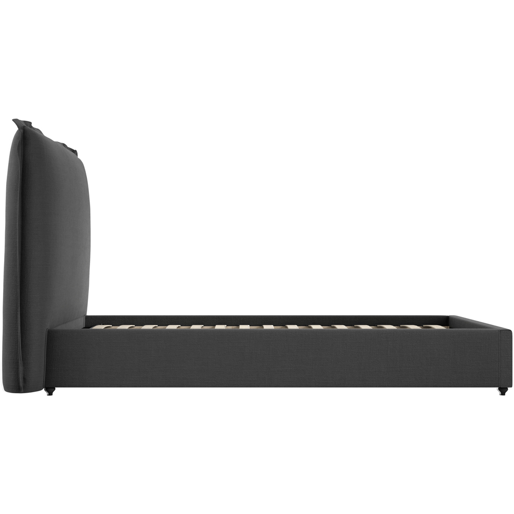 LPD Home Sunday Deep Grey Single Linen Blend Fabric Bed with Pillow-Style Headboard Image 4