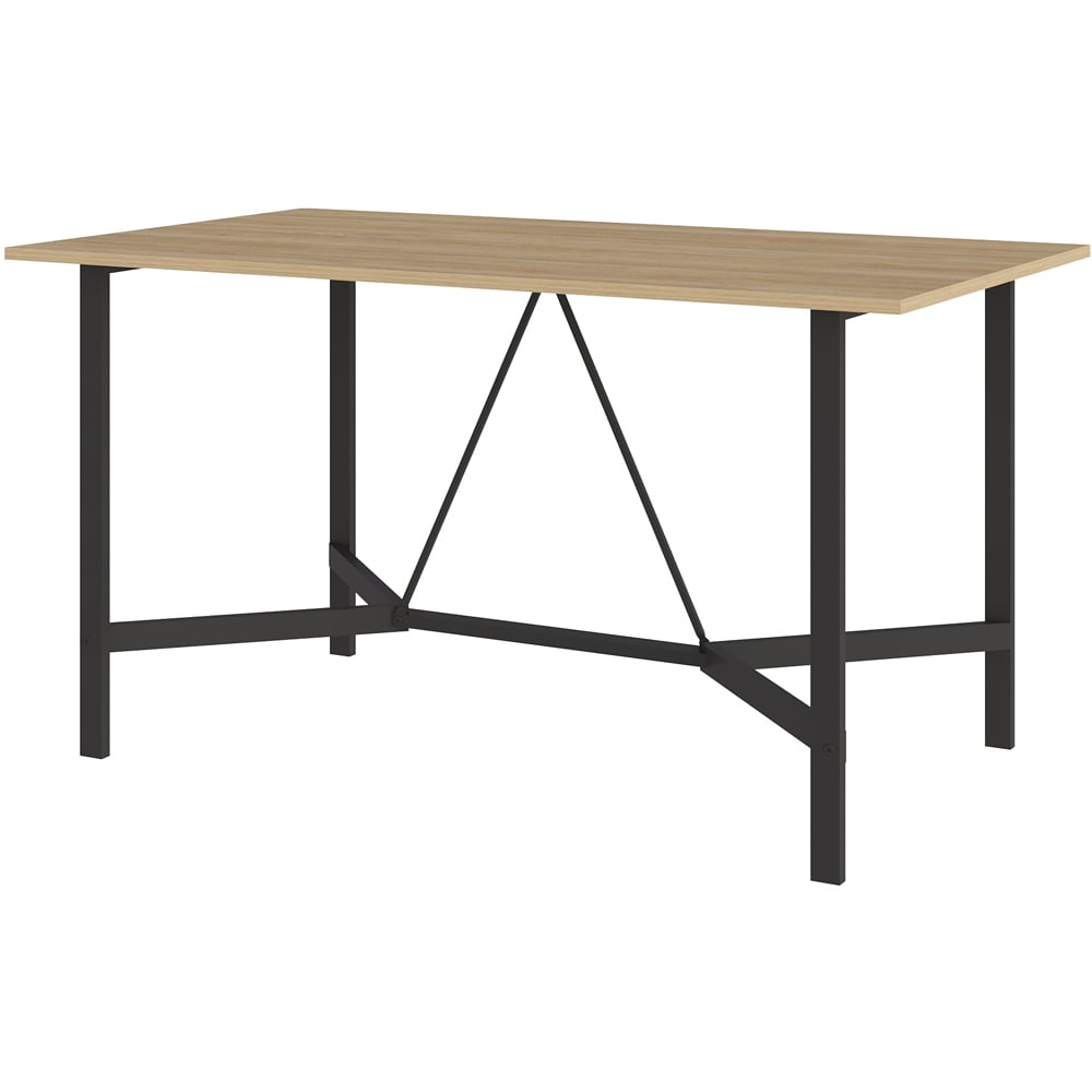 Decortie Dalma 6 Seater Dining Table with Metal Legs Saphire Oak and Black Image 2