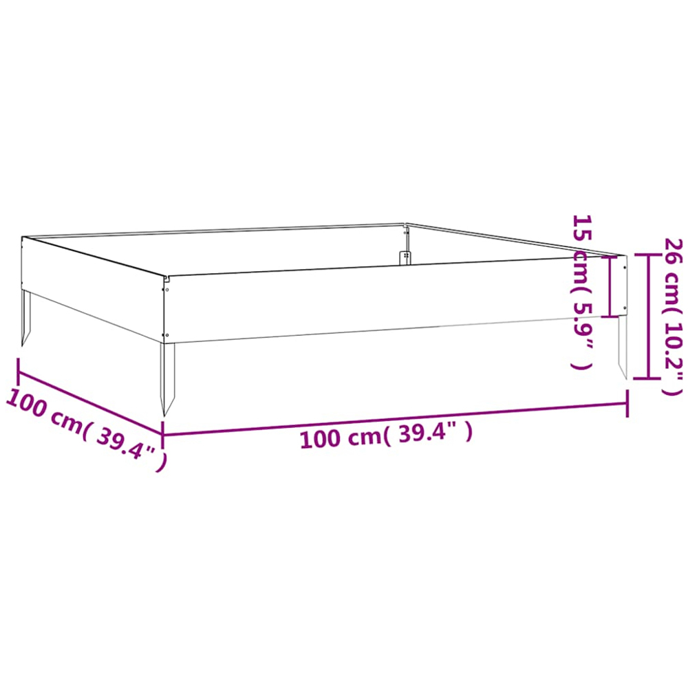 vidaXL Brown Corten Steel Raised Garden Bed 26 x 100 x 100cm Image 8