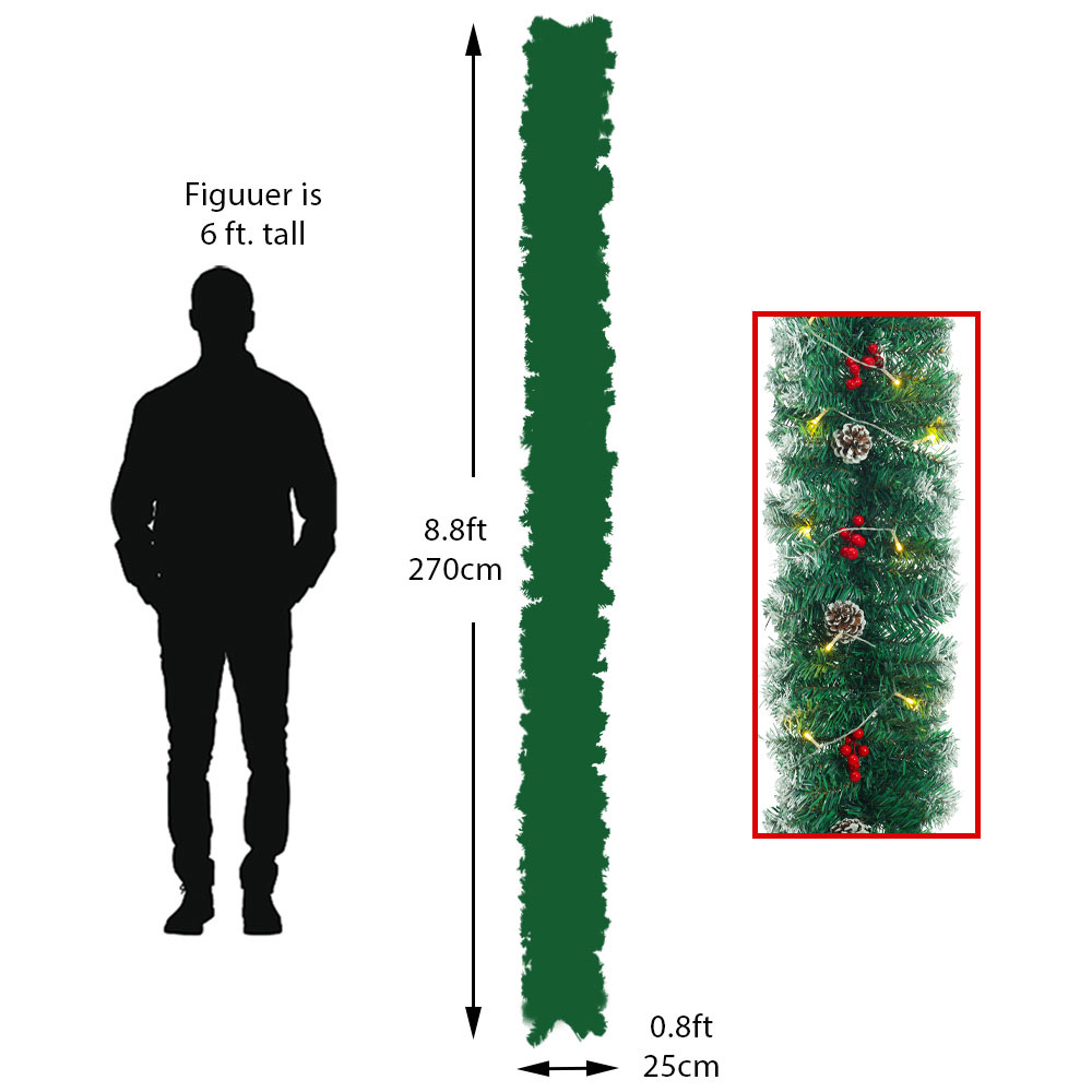 Living and Home Warm White LED Christmas Garland 270cm Image 6