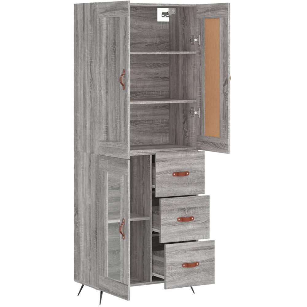 vidaXL 3 Door 3 Drawer Grey Sonoma Highboard with Metal Legs Image 3
