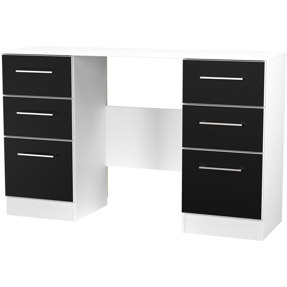 Crowndale Worcester 6 Drawer Matt Black and White Kneehole Desk Ready Assembled Image 3