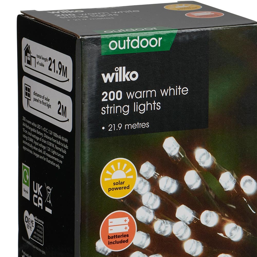 Wilko 200 LED Warm White Solar String Lights Image 4