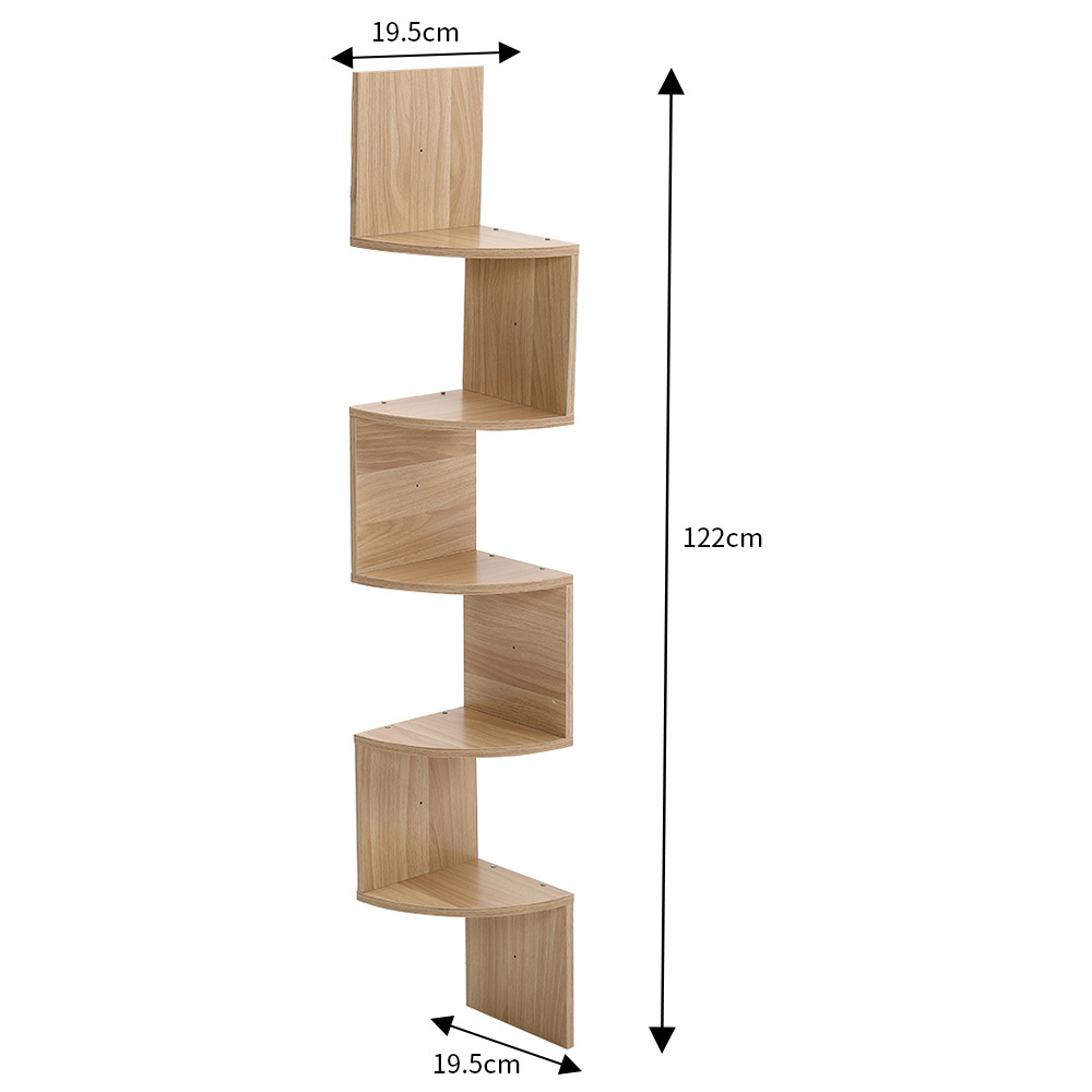 Living and Home Multi Tiered Natural Wall Corner Shelf 19.5 x 122cm Image 7