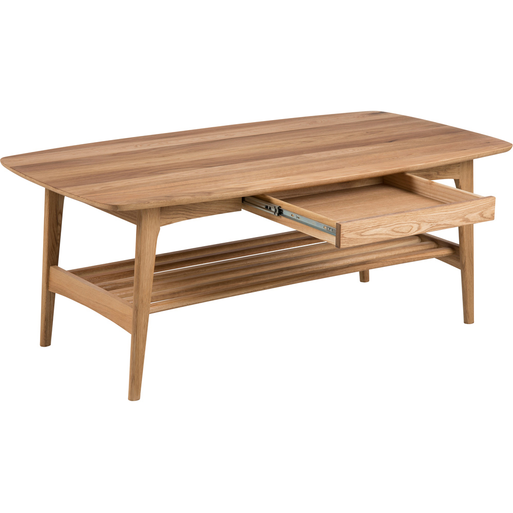 Florence Emma Single Drawer Single Shelf Oak Coffee Table Image 4