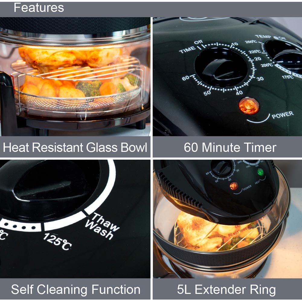 Quest Black Multi-Function 17L Halogen Air Fryer Oven 1400W Image 6