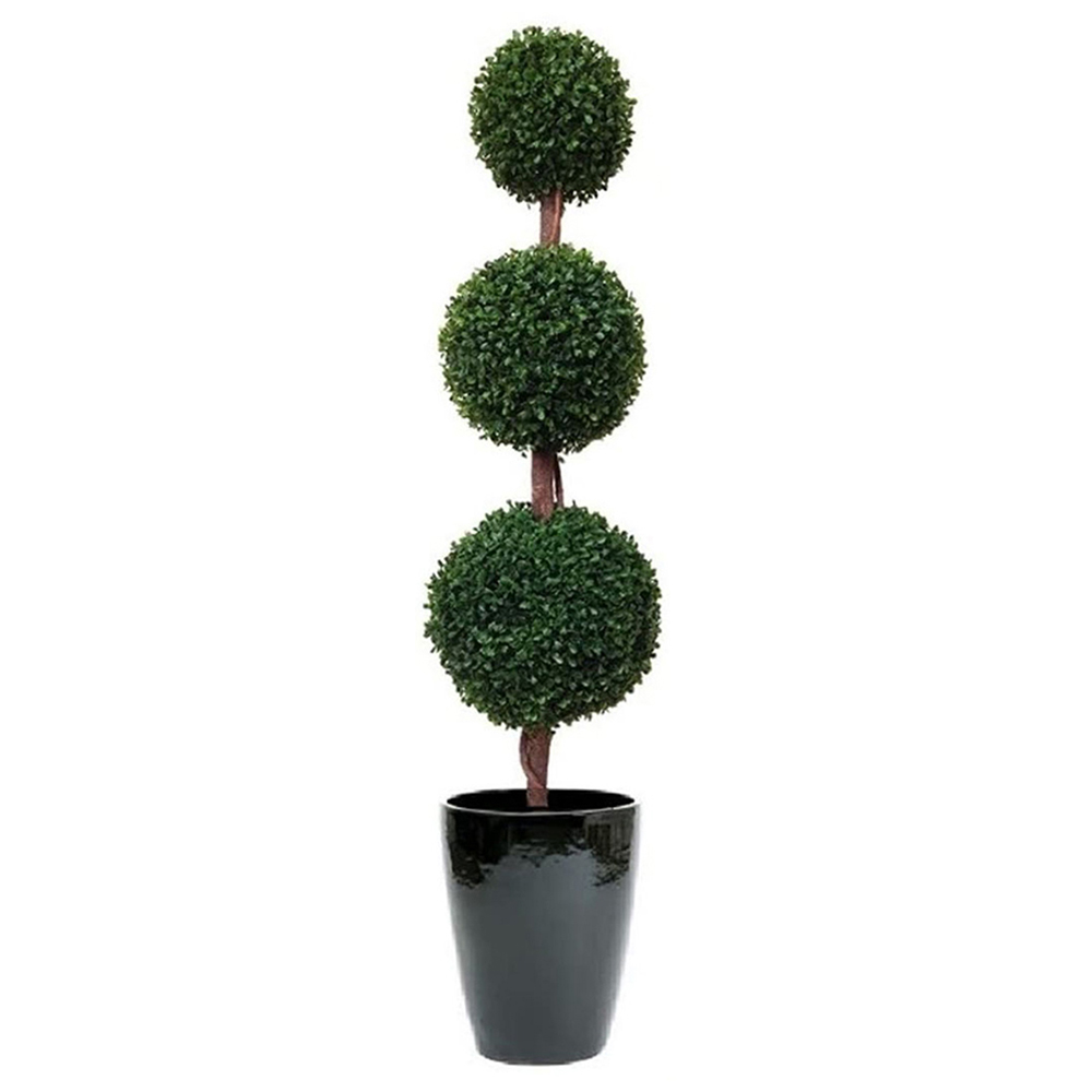 GreenBrokers Artificial Boxwood Triple Ball Topiary Trees 120cm 2 Pack Image 3