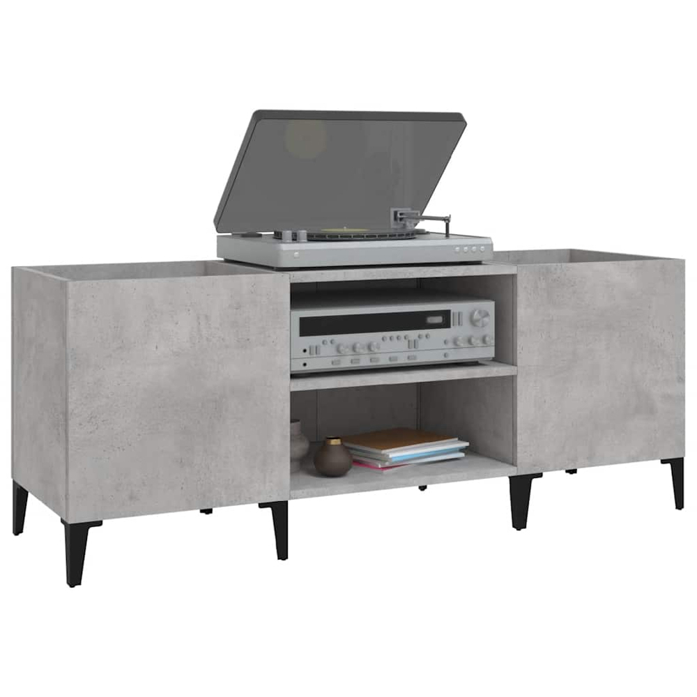 vidaXL 2 Shelf Concrete Grey Wide Record Cabinet Image 4