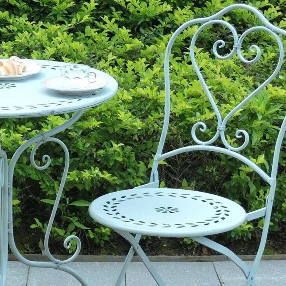 GlamHaus Seychelles 2 Seater Garden Bistro Set Duck Egg Blue Image 9