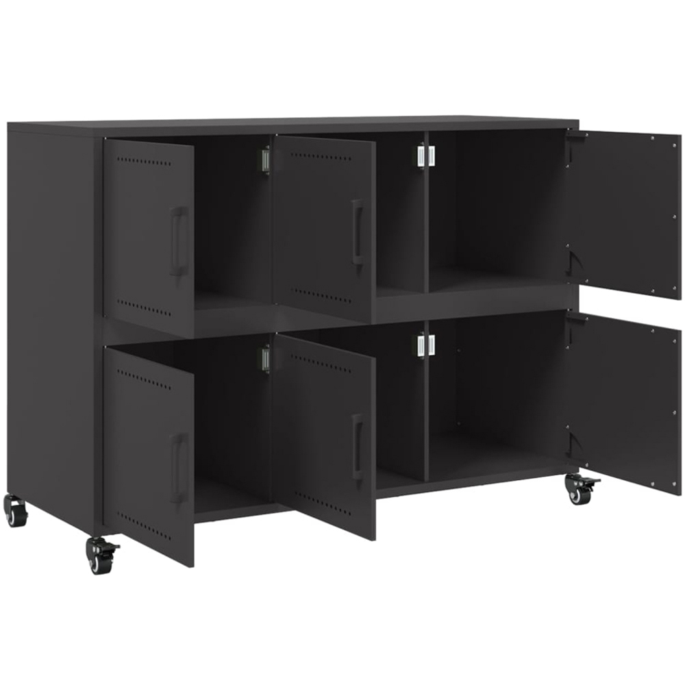 vidaXL 6 Door Black Steel Sideboard Image 6
