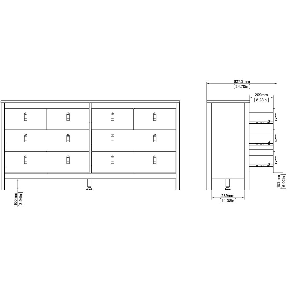 Florence Barcelona 8 Drawer White Double Dresser Image 8