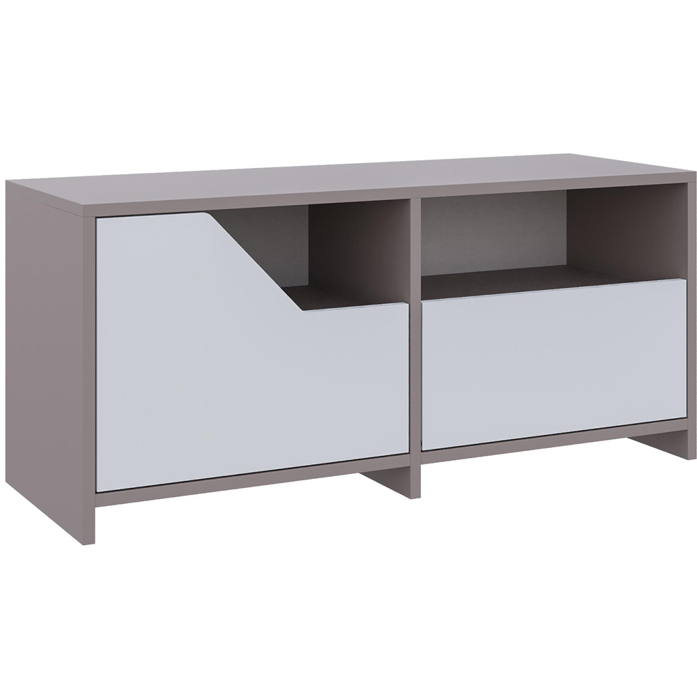 Decortie Nexus 2 Door Single Shelf Mocha Grey White Shoe Cabinet Image 2
