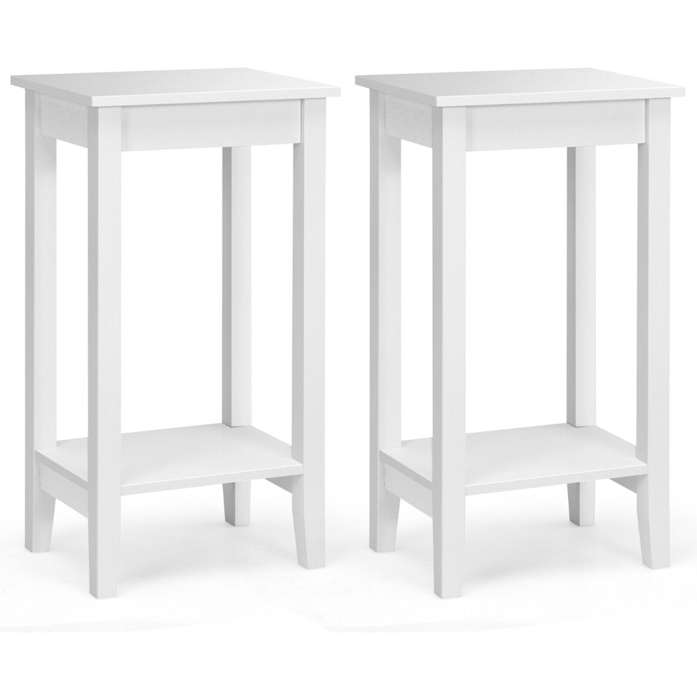 Costway 2 Shelf White Wooden Narrow End Table Set of 2 Wilko