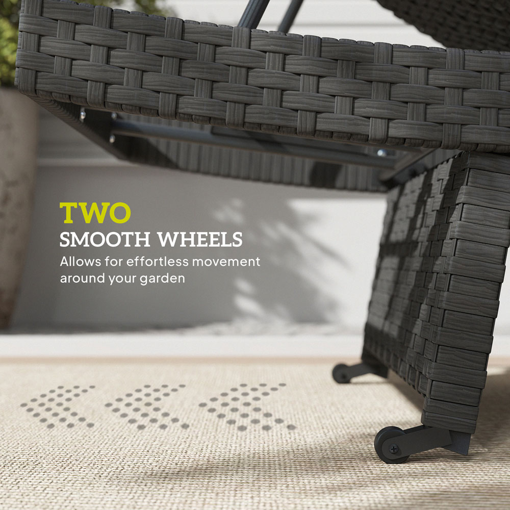 Outsunny Black Rattan 4 Position Adjustable Sun Lounger Image 7