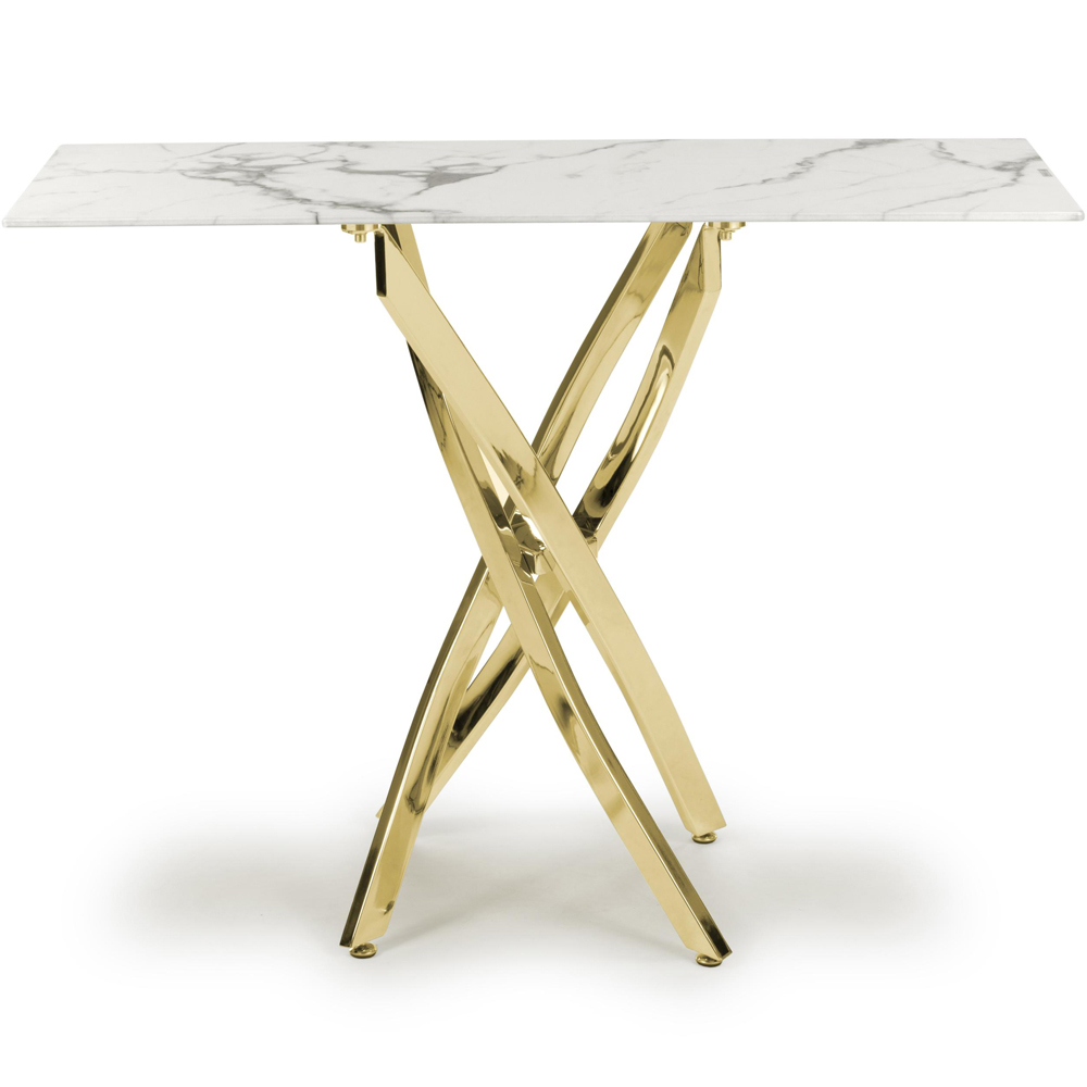 wilko Monaco Gold and White Marble Glass Console Table Image 3