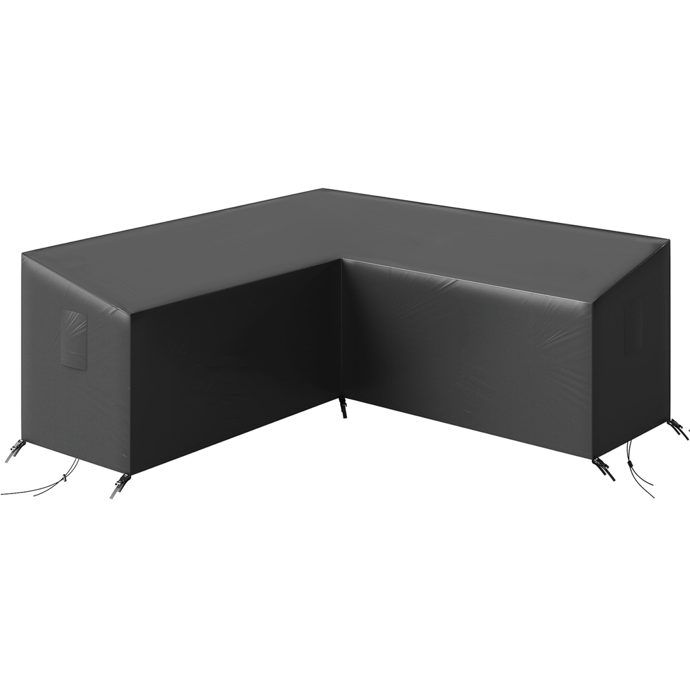 Outsunny Black V-Shaped Waterproof Anti-UV Sectional Sofa Cover 216 x 216 x 78cm Image 1