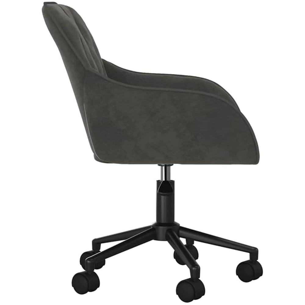 vidaXL Dark Grey Velvet Height-Adjustable Swivel Office Chair with Wheels Image 4