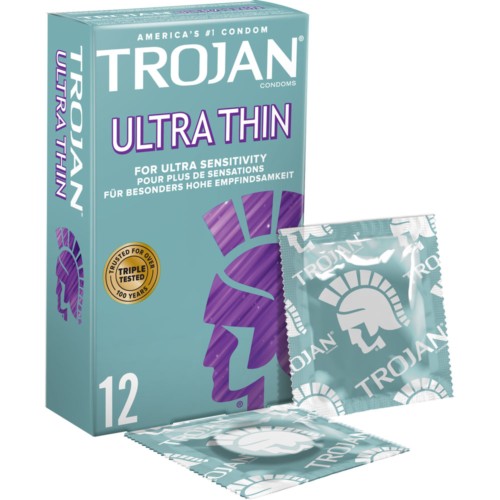 Trojan Ultra Thin Lubricated Condoms 12 Pack Image 1