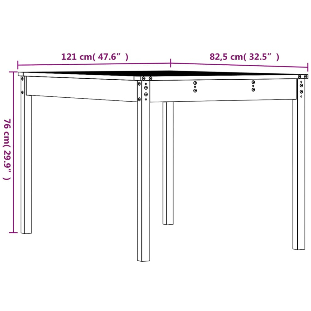 vidaXL 4 Seater Solid Pine Wood Garden Dining Table Natural Image 7