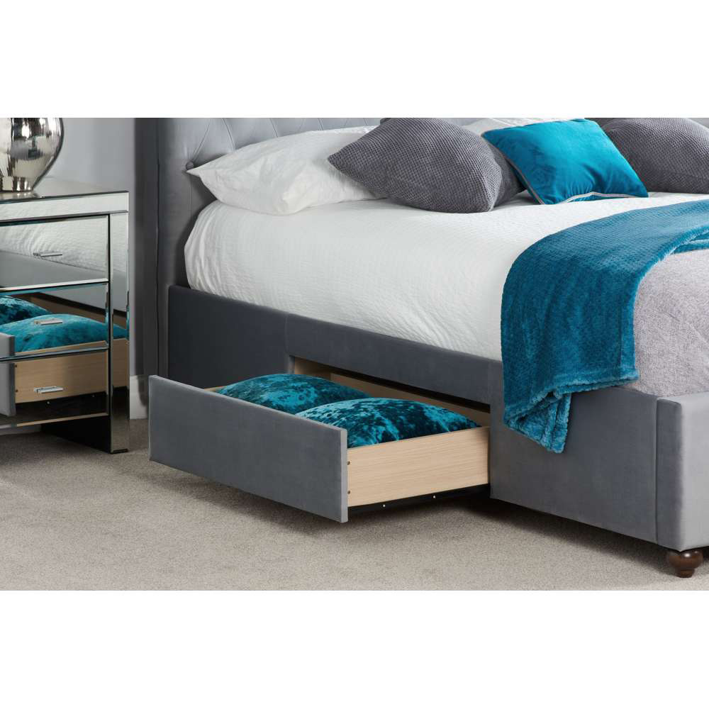 Marlow King Size Grey Velvet Bed Frame Image 5