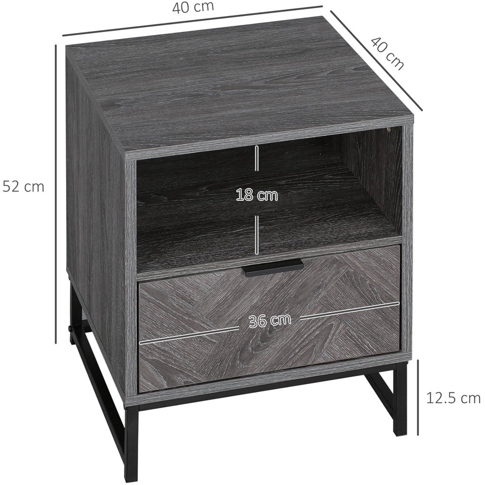 Portland Single Drawer Dark Grey Bedside Table Image 7