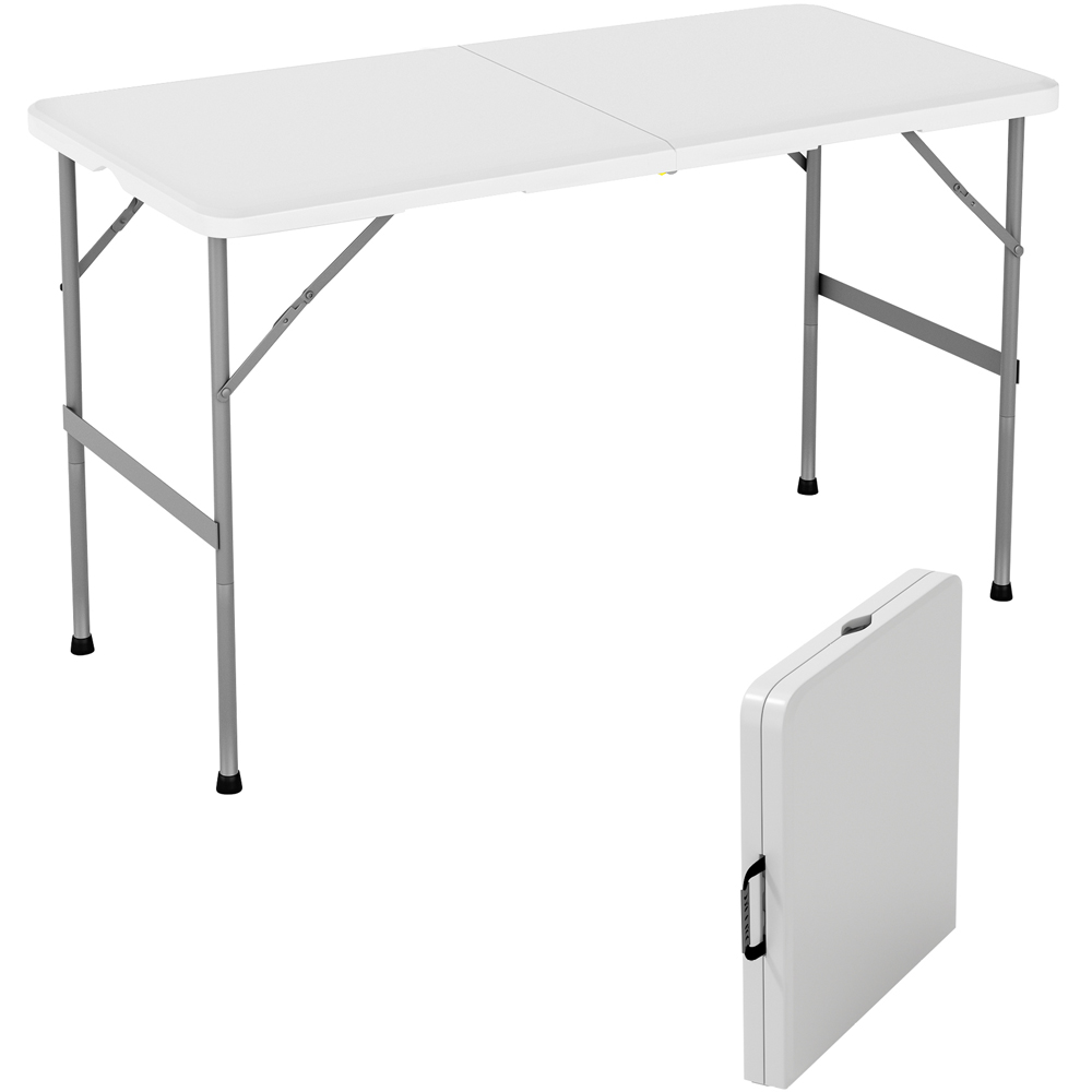 Brooklyn 4ft White Heavy Duty Foldable Garden Camping Table Image 3