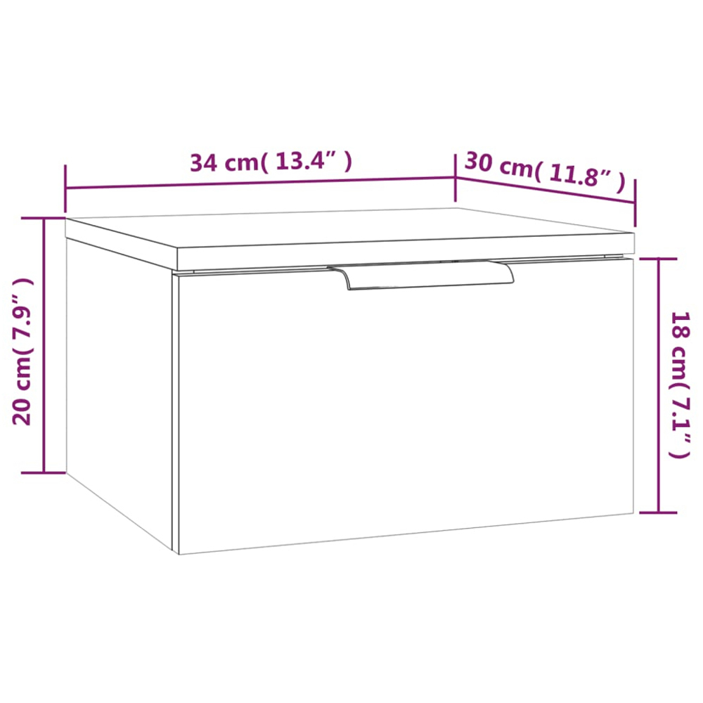 vidaXL Single Drawer Concrete Grey Wall-Mounted Bedside Cabinet Image 9