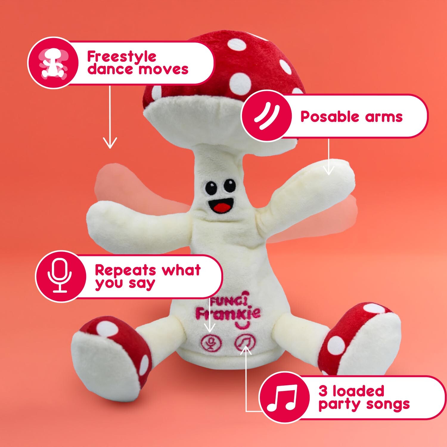 Fungi Frankie White Plush Interactive Soft Toy Image 2
