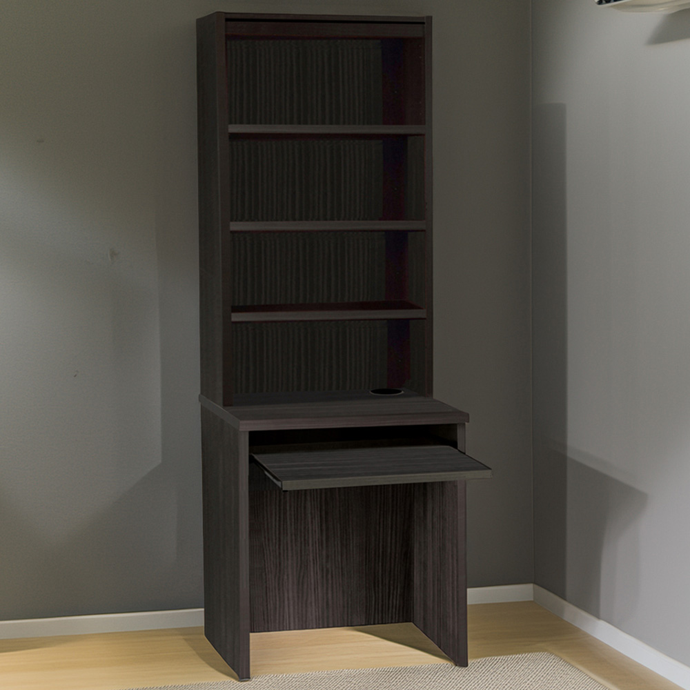 R White Cabinets 4 Shelf Small Laptop Desk with Keyboard Tray and Hutch Black Image 1