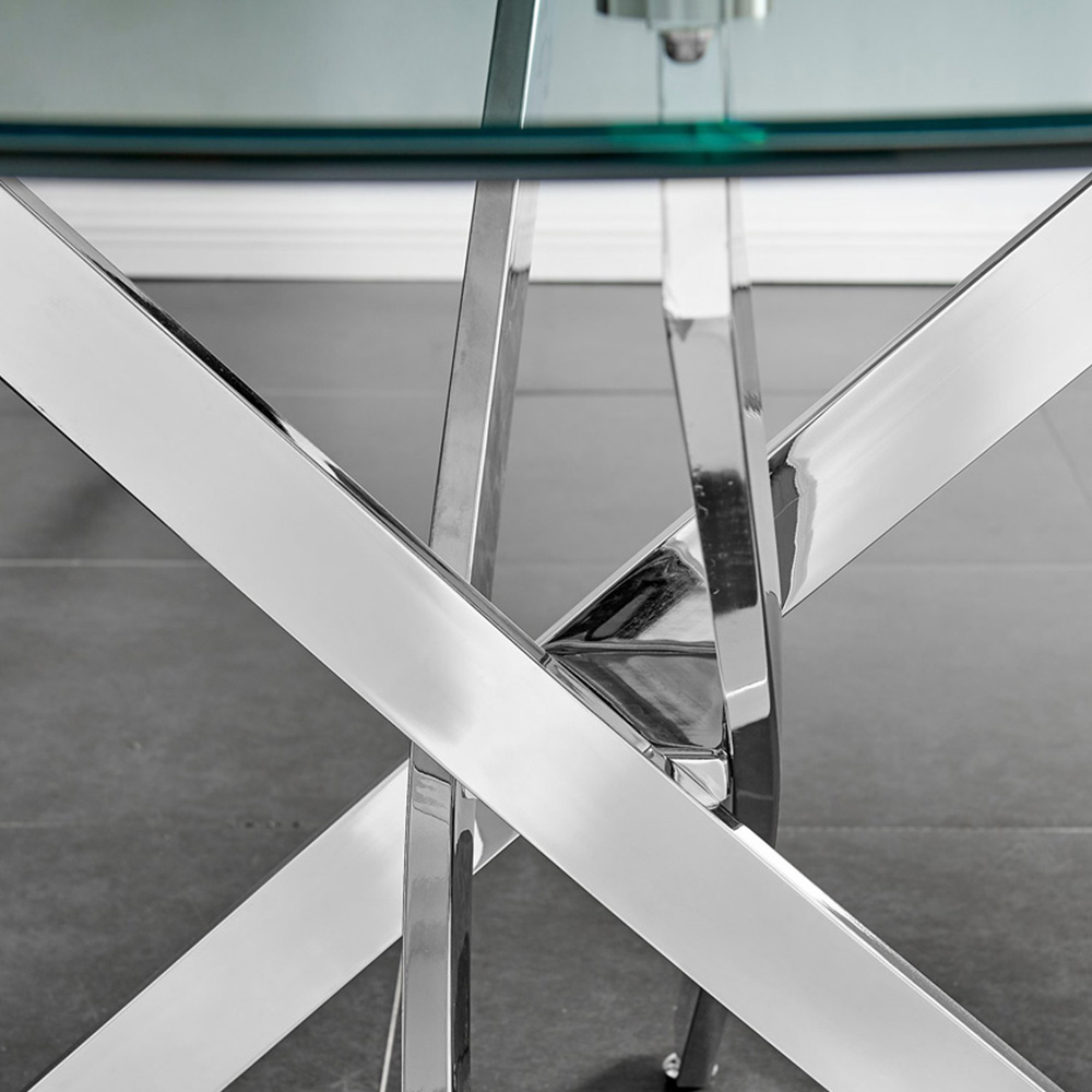 Furniturebox Arona Cesano 6 Seater Round Dining Set Blue and Chrome Image 5