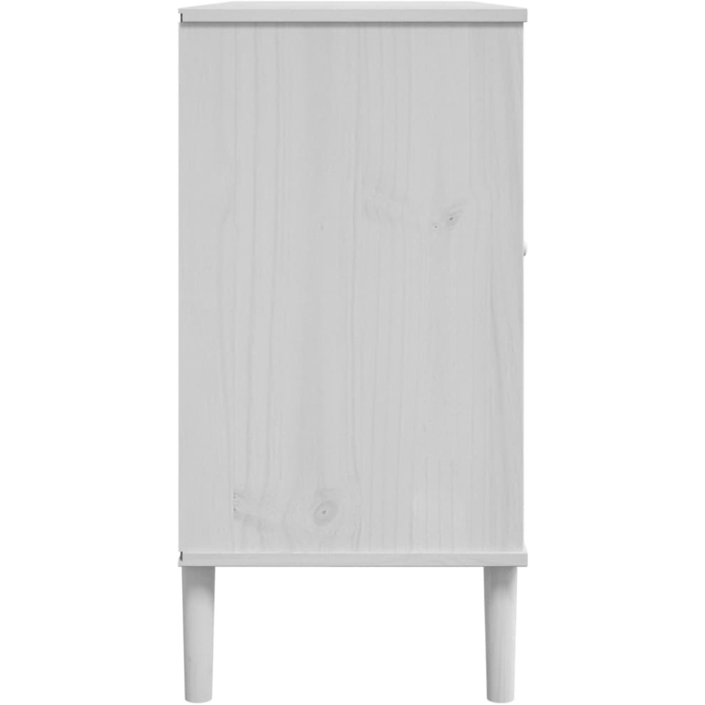 vidaXL Senja 2 Door 4 Drawer Solid Pine Wood White Rattan Sideboard Image 7