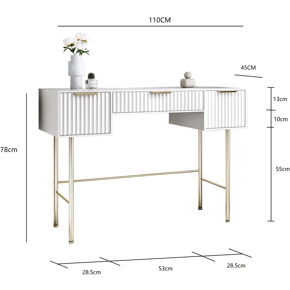 CARME Home Lara White Dressing Table Image 7