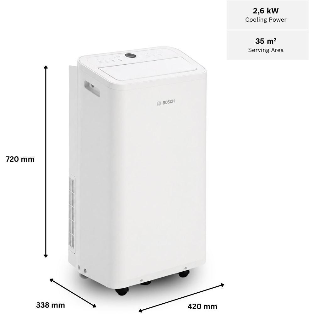 Bosch Cool 2000 3-in-1 White 2.6 kW Portable Air Conditioner with Remote Control Image 6