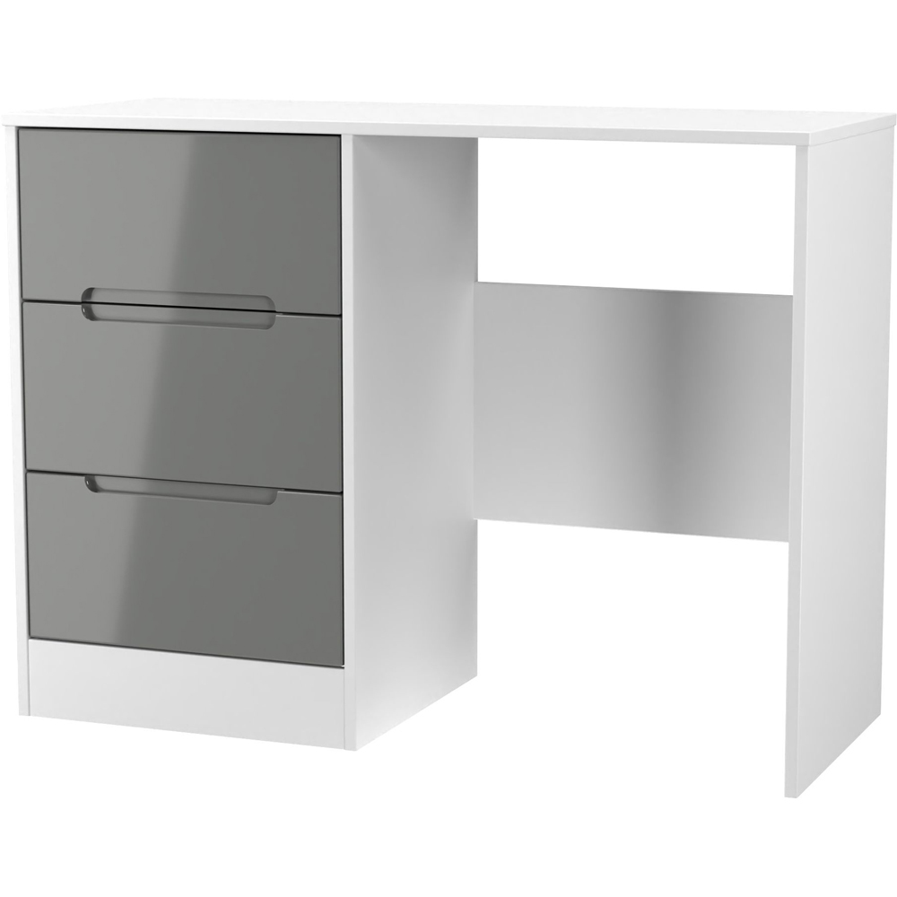 Crowndale Monaco 3 Drawer Grey Gloss and White Vanity Dressing Table Ready Assembled Image 3