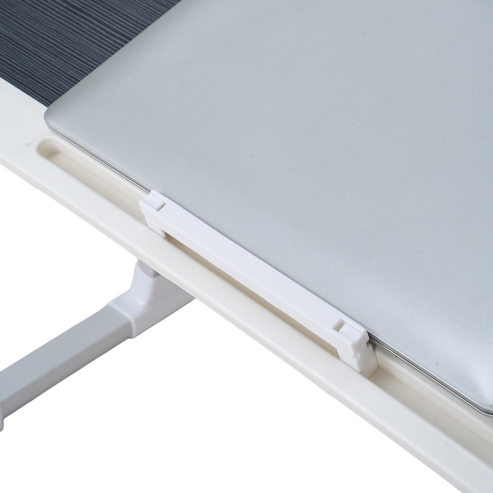 Living and Home Dark Grey and White Adjustable Laptop Bed Table with USB Ports and Drawer Image 3