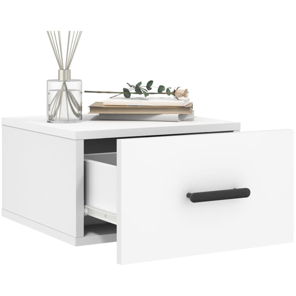 vidaXL Singe Drawer White Wall Mounted Bedside Table Image 4