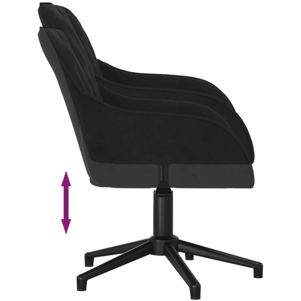 vidaXL Set of 2 Black Velvet Height-Adjustable Swivel Dining Chair Image 7