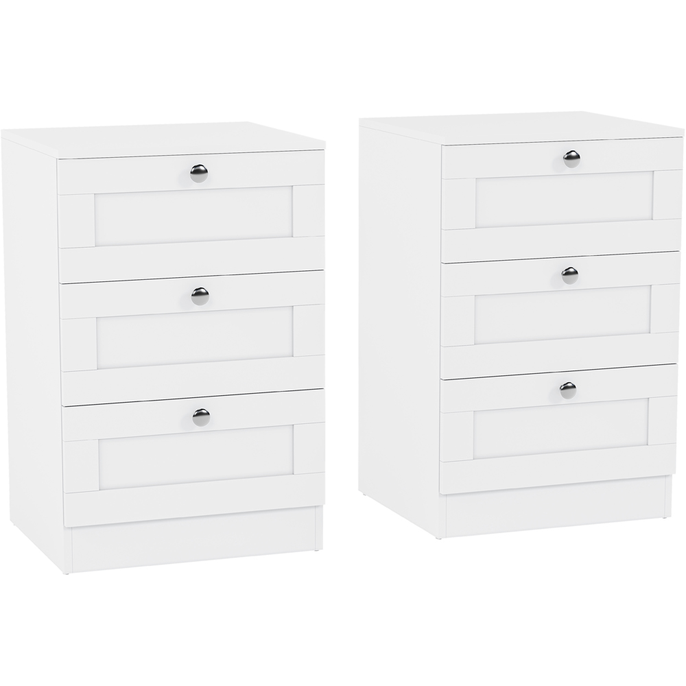 VIDA DESIGNS Altino 3 Drawer White Shaker-Style Bedside Chest Set of 2 Image 2