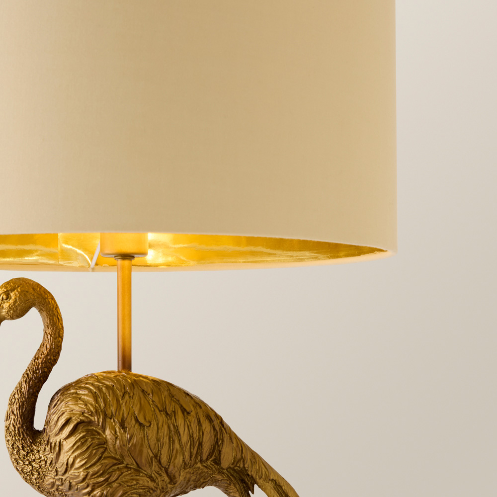 ValueLights Flo Flamingo Beige and Gold Shade Brushed Bronze Table Lamp with Bulb Image 5